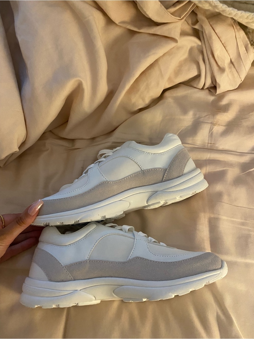 Women's Neutral White & Beige Casual Sneakers